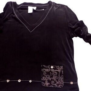 Coldwater Creek luxe top XL black with white stitching